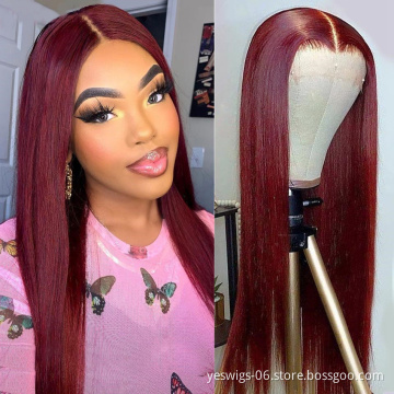 99J Red Deep Wave Lace Front Wigs Human Hair With Baby Hair Straight Colored Lace Frontal Wig Raw Brazilian Cuticle Aligend Wigs